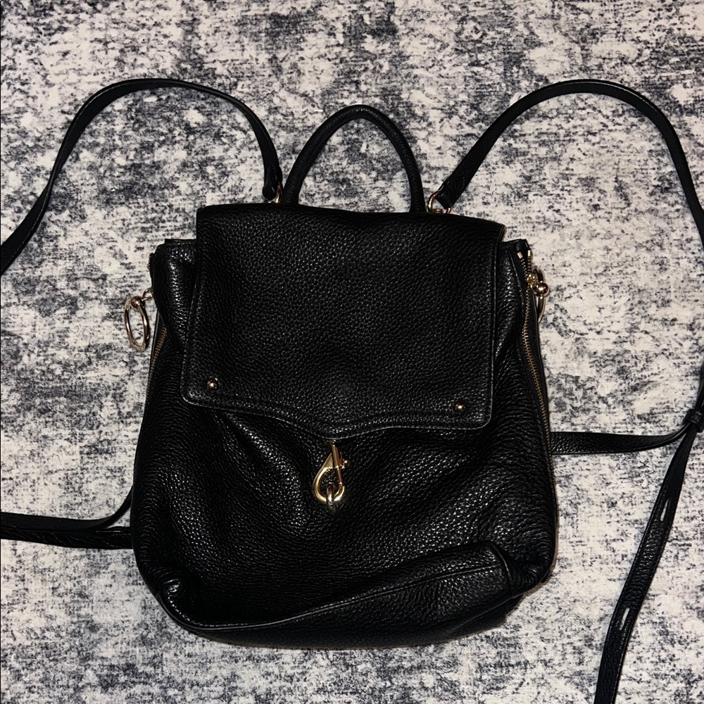 Rebecca Minkoff black pebble leather backpack
